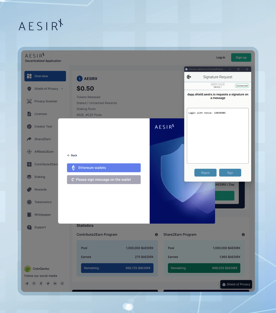 aesirx dapp improving privacy and security with web3 wallet support