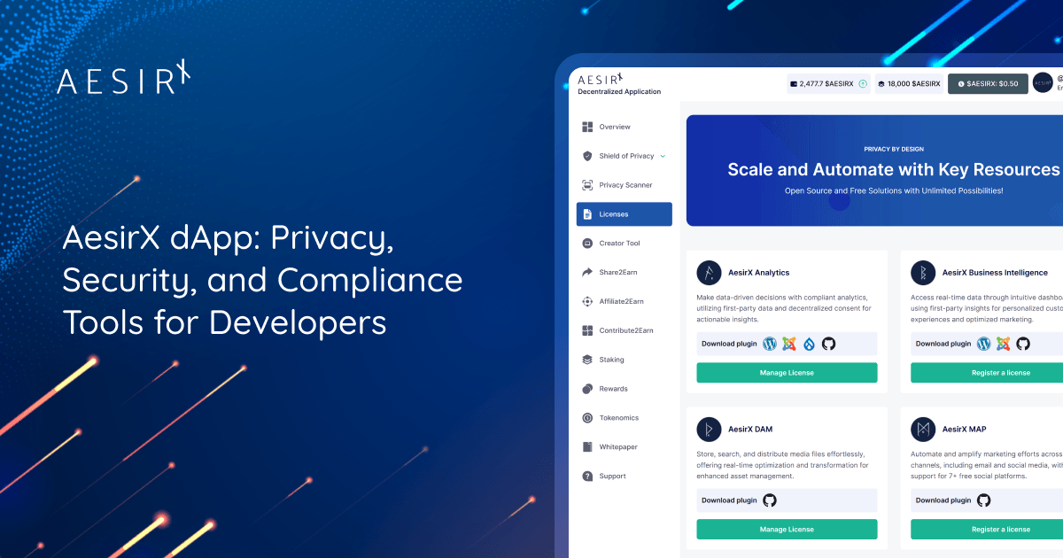 aesirx dapp privacy and compliance tools for developers