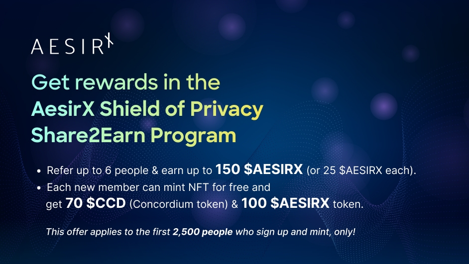 og join the aesirx shield of privacy share2earn program